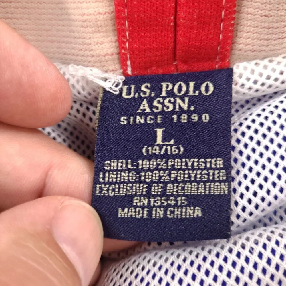 US Polo Assn Board Swim Shorts Boys Large 14/16 Blue USPA3 Champions Lined‎